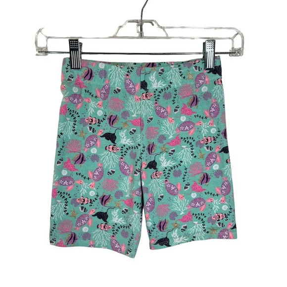 Tommy Bahama Girls Shorts Medium 7/8 Glitter Fish Sea Ocean Shells Coral Reef - Picture 1 of 6